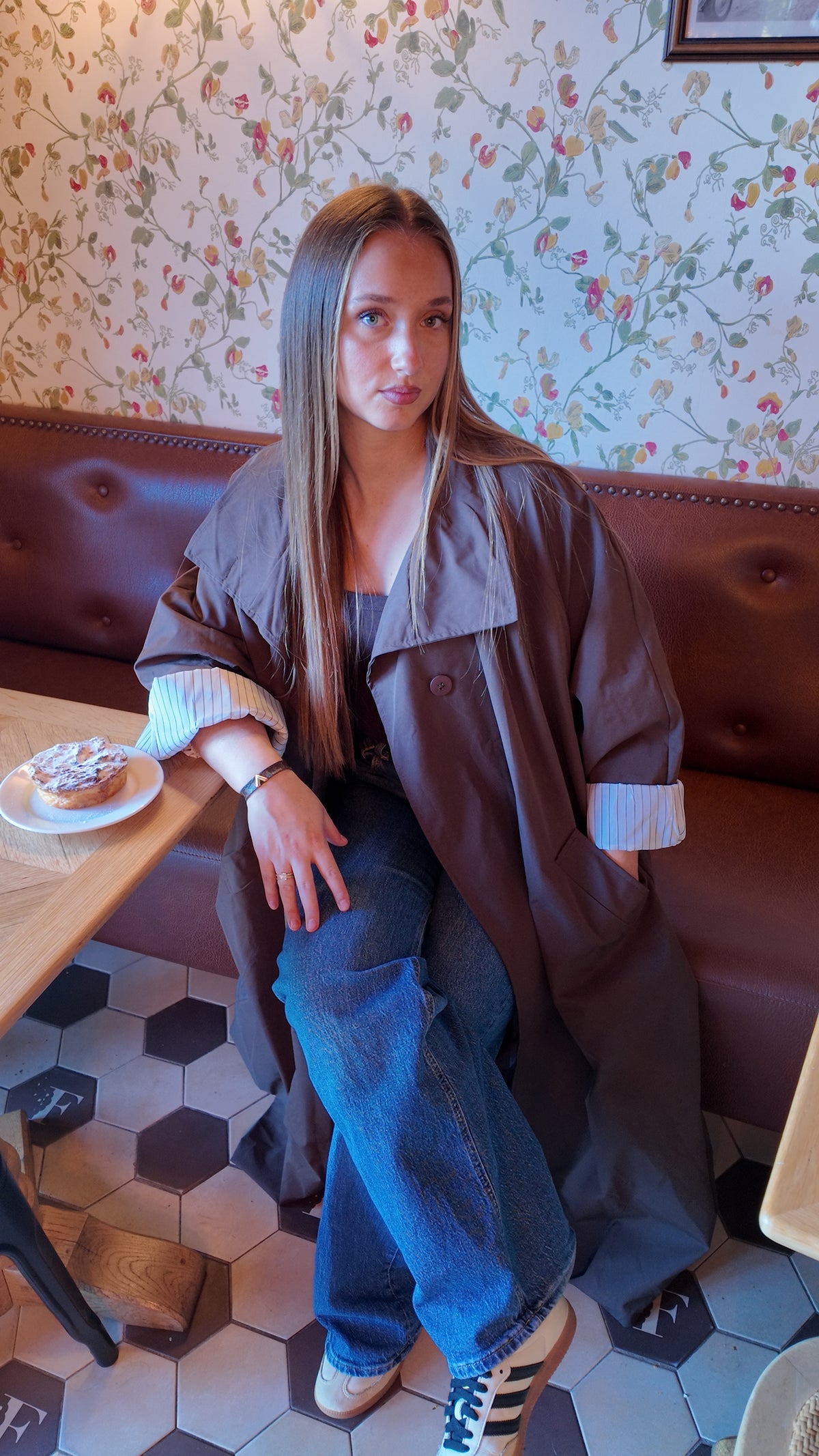 Trench oversize à rayures choco