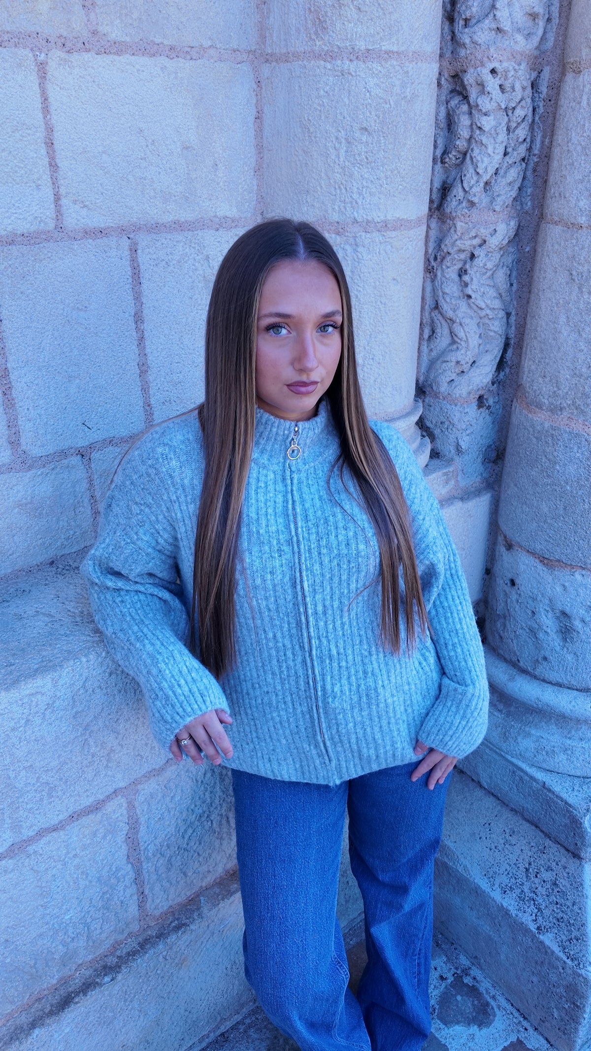 Gilet en maille court gris clair