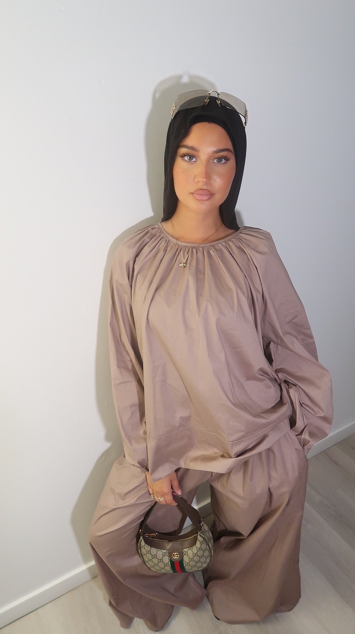 Ensemble popeline taupe