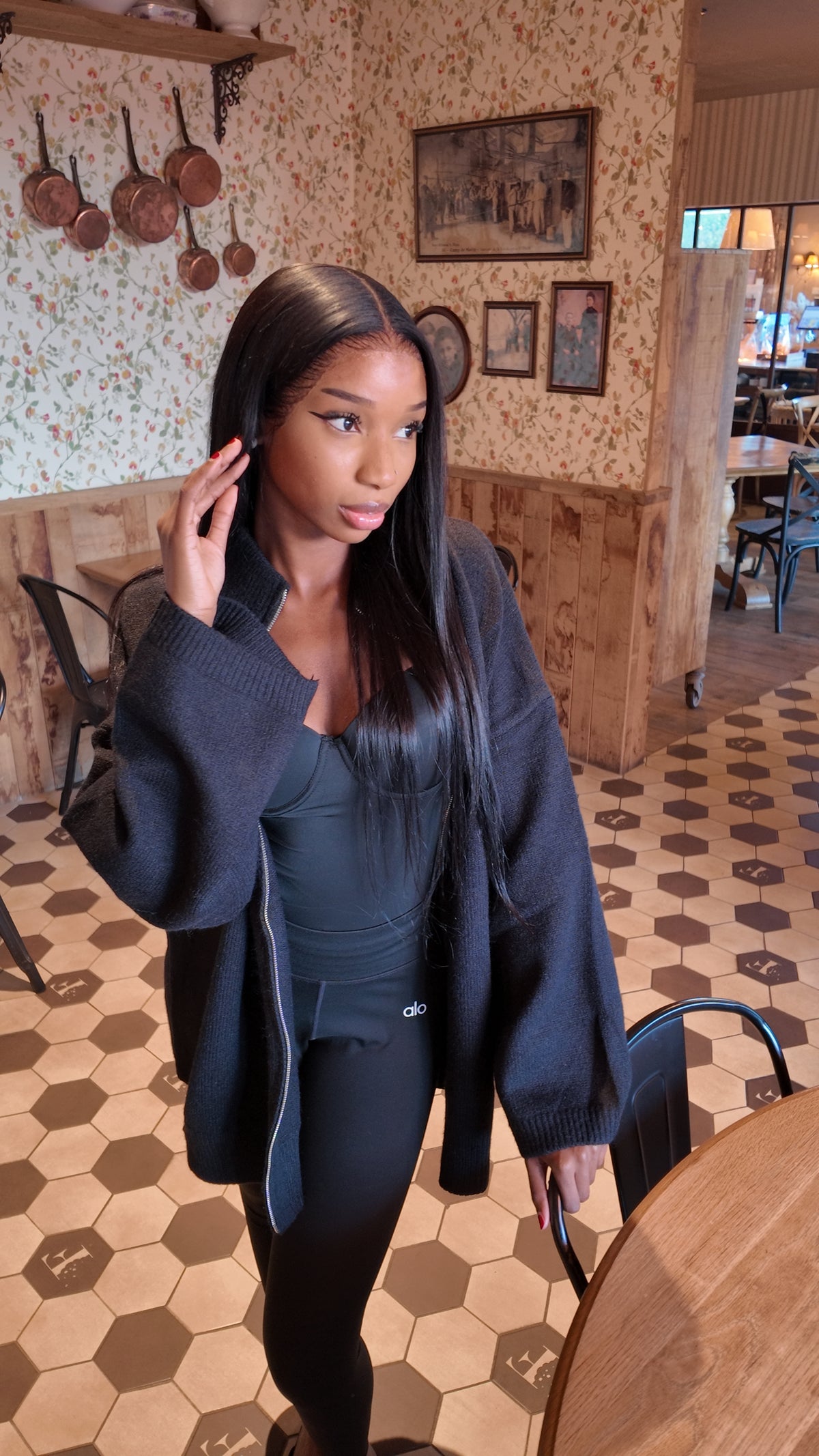 Long gilet en maille noir