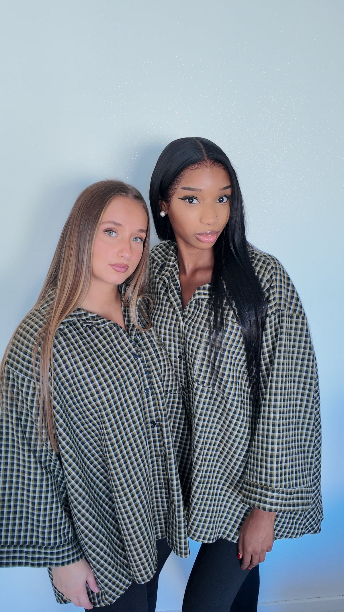 Chemise oversize à carreaux kaki