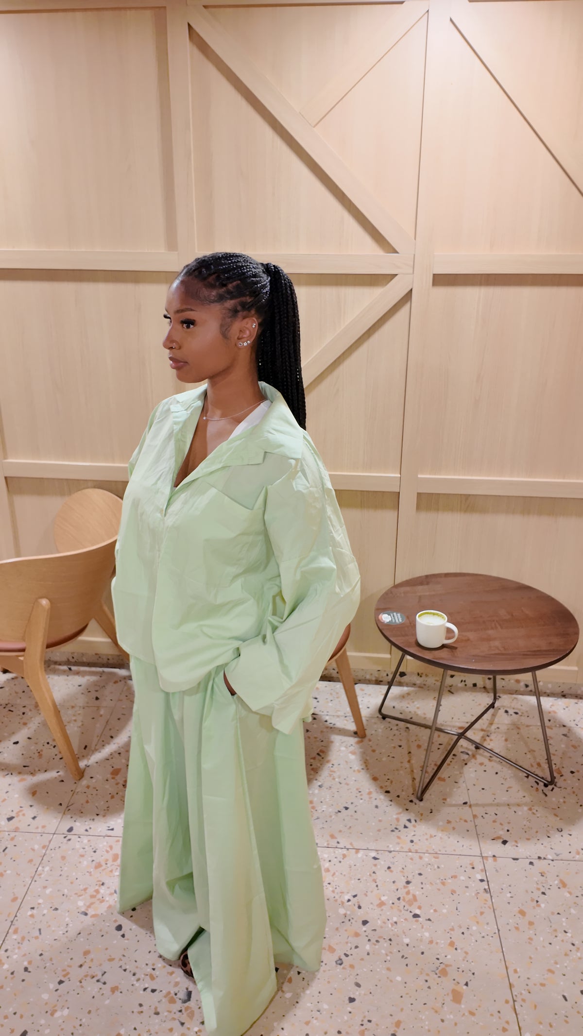 Ensemble chemise large vert d’eau