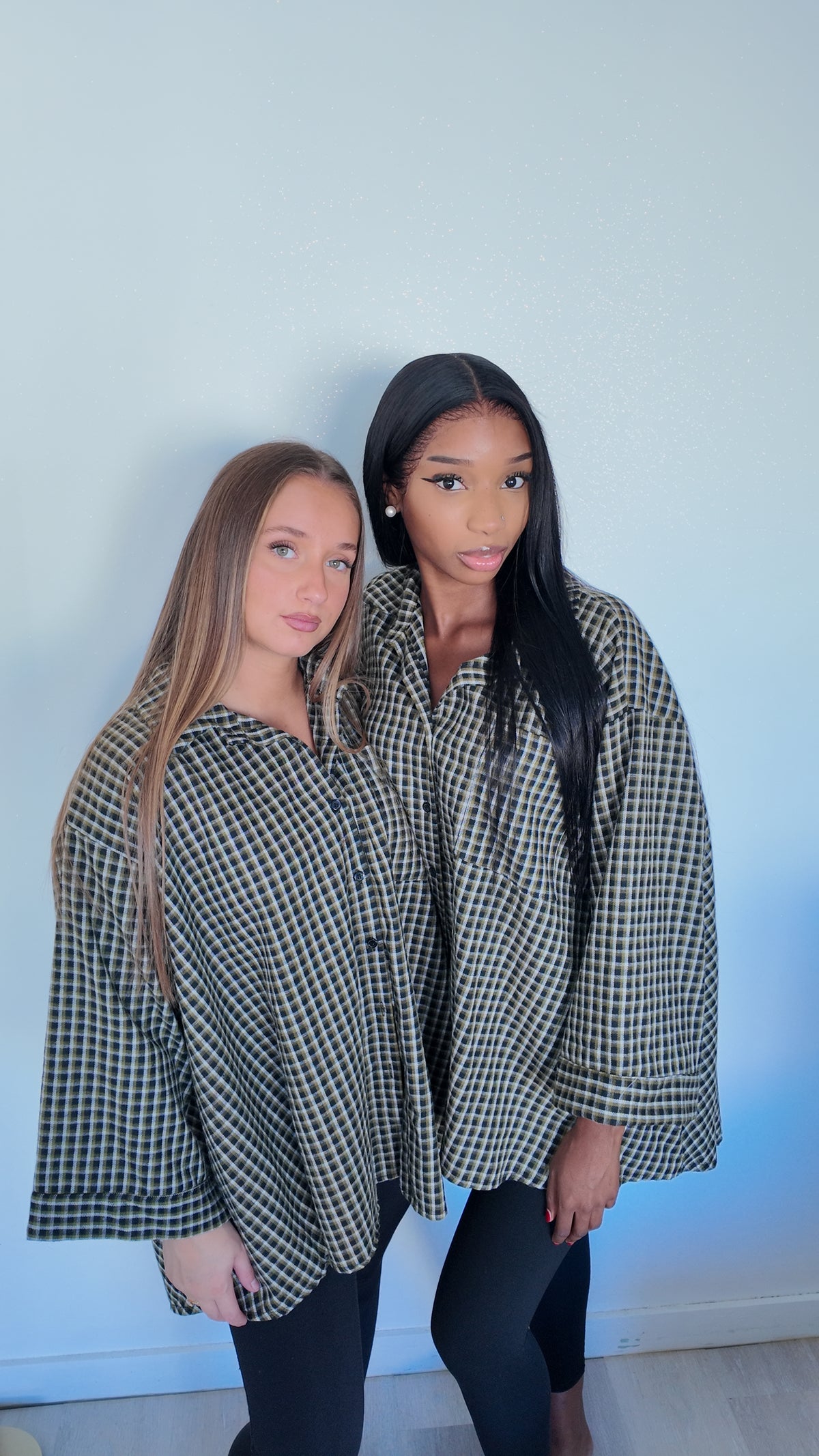 Chemise oversize à carreaux kaki