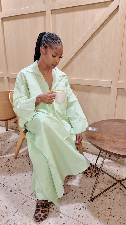 Ensemble chemise large vert d’eau