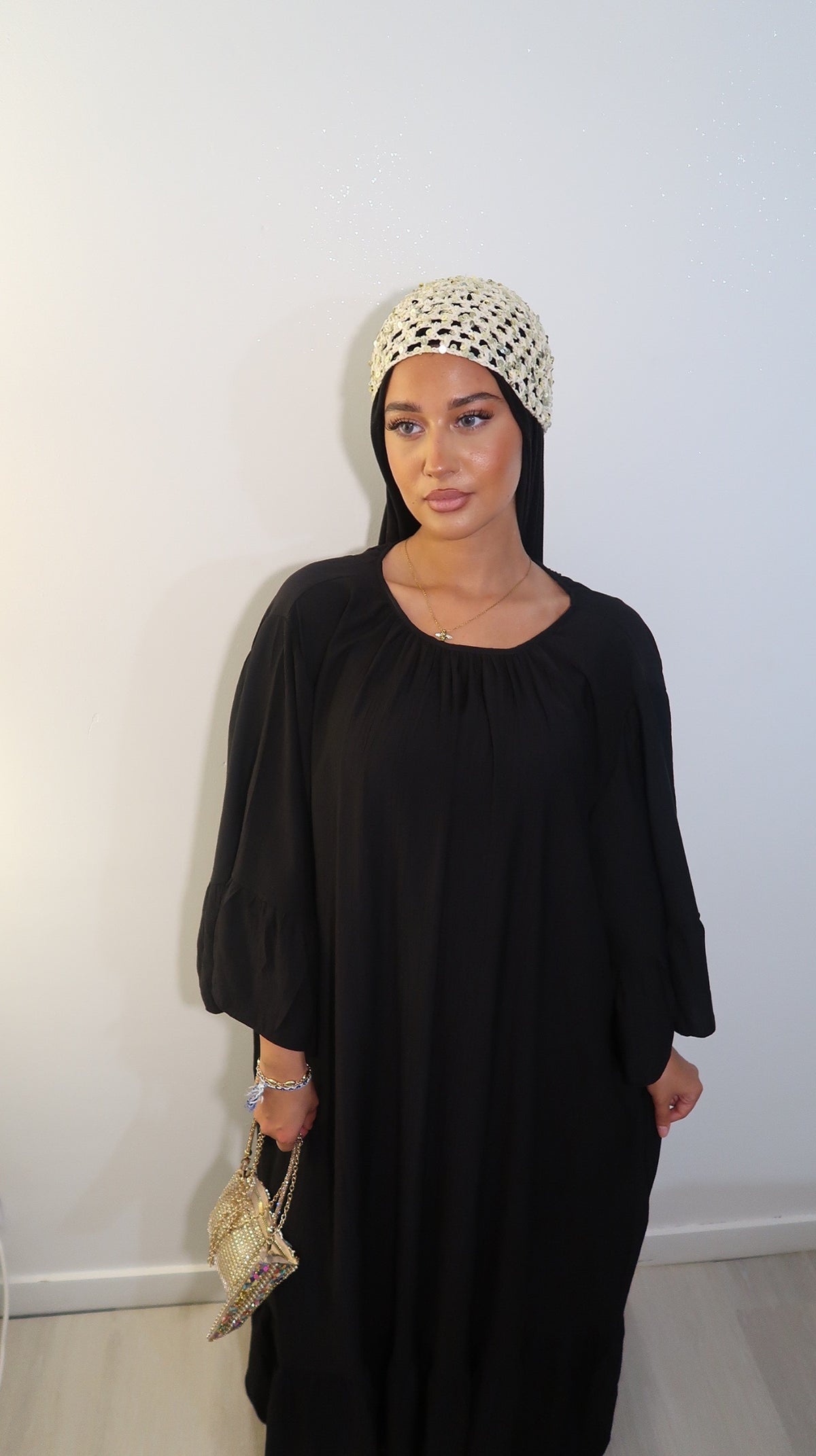 Robe manches volantes noir