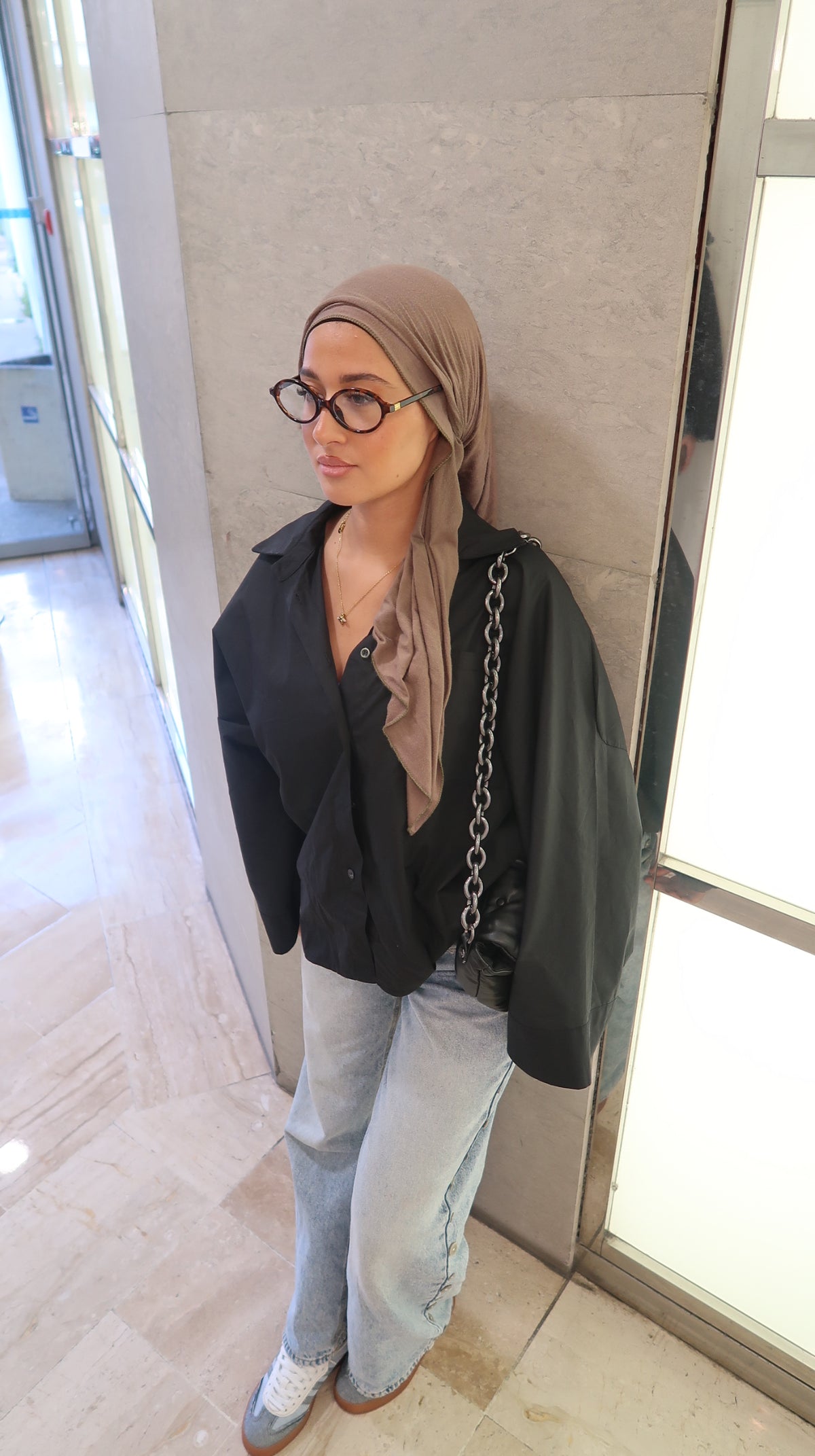 Chemise courte noir oversize
