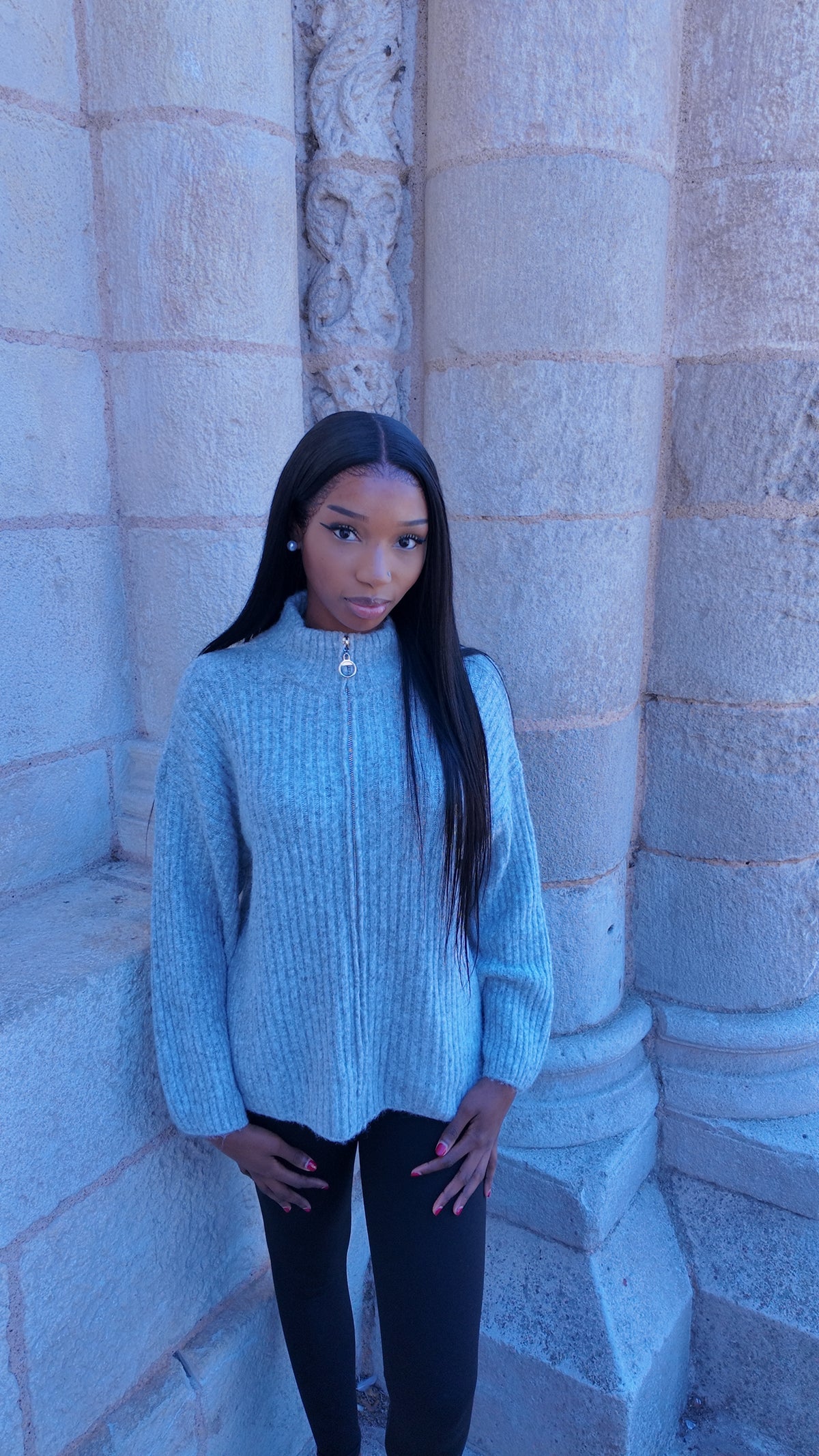 Gilet en maille court gris clair