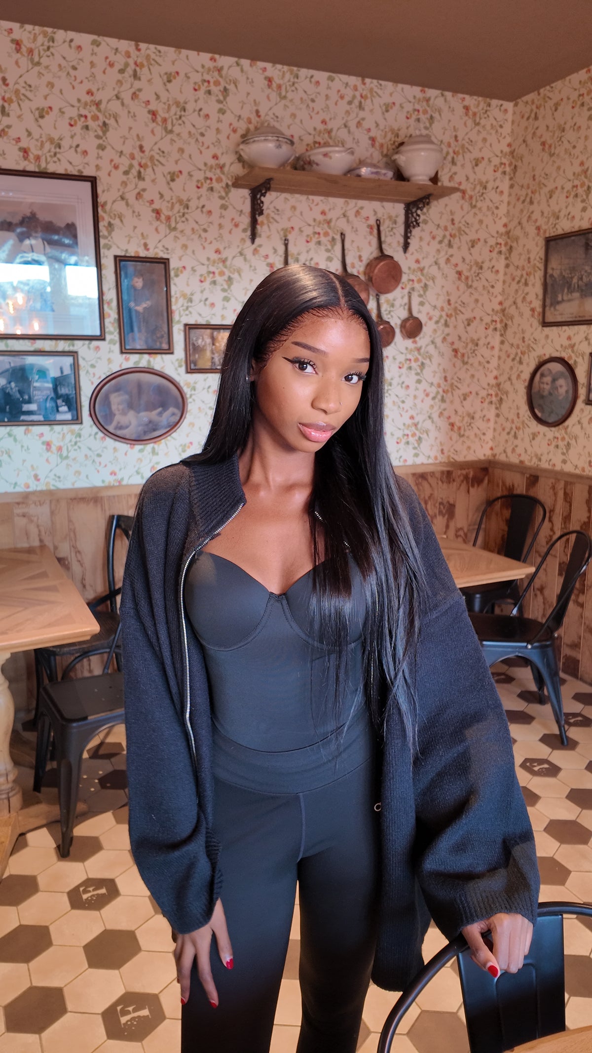 Long gilet en maille noir