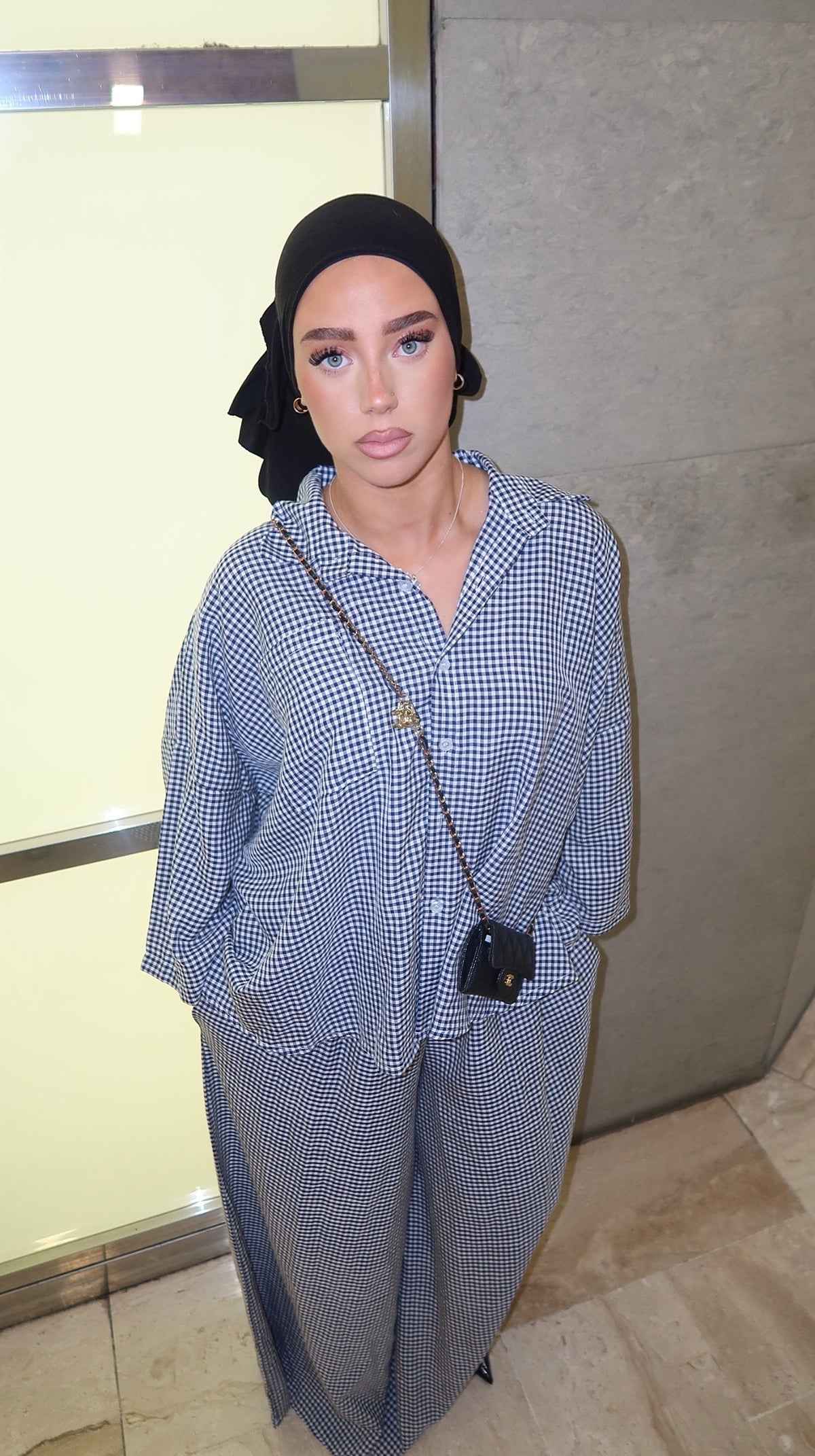 Ensemble Vichy bleu foncé