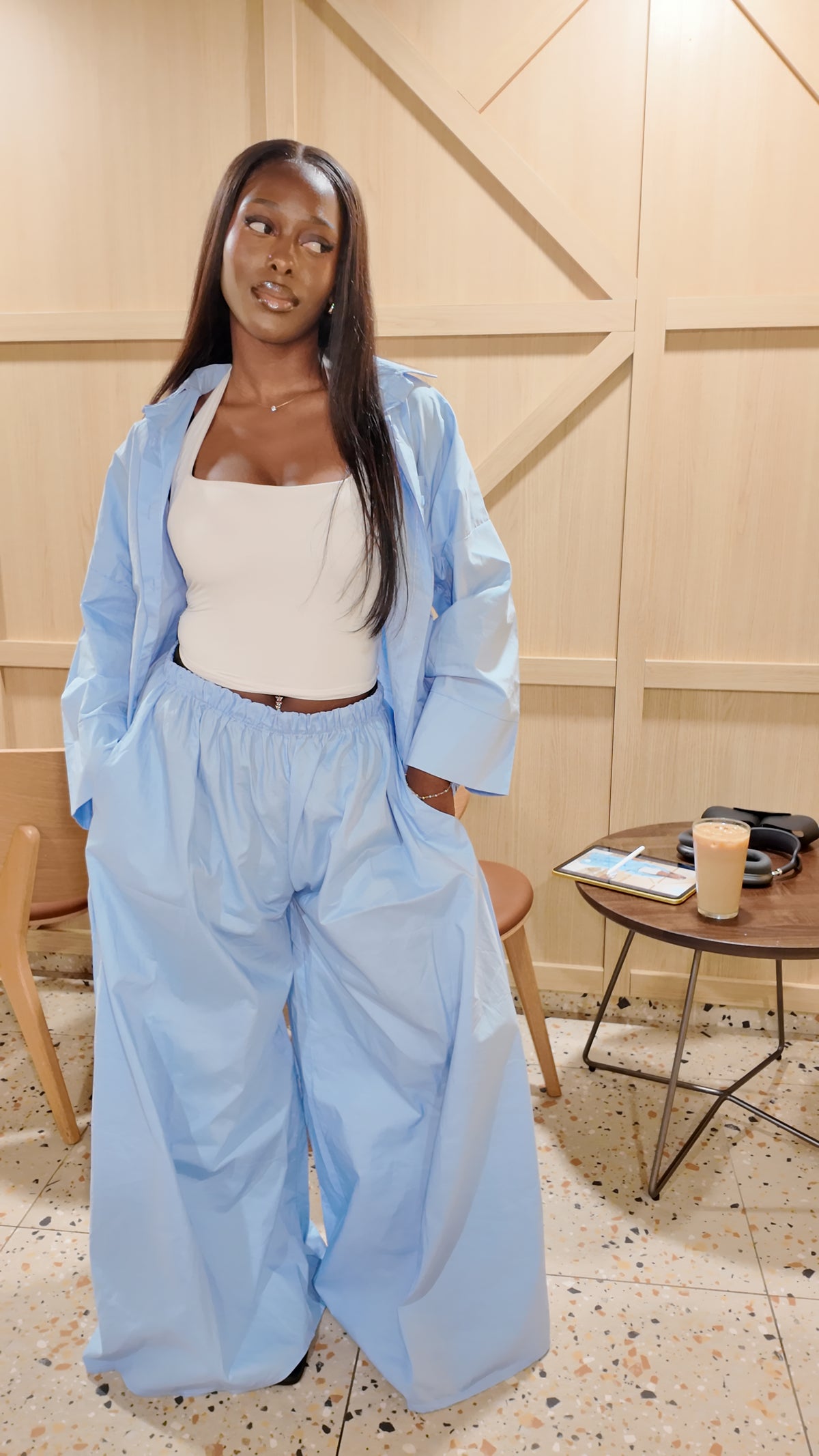 Ensemble chemise large bleu ciel