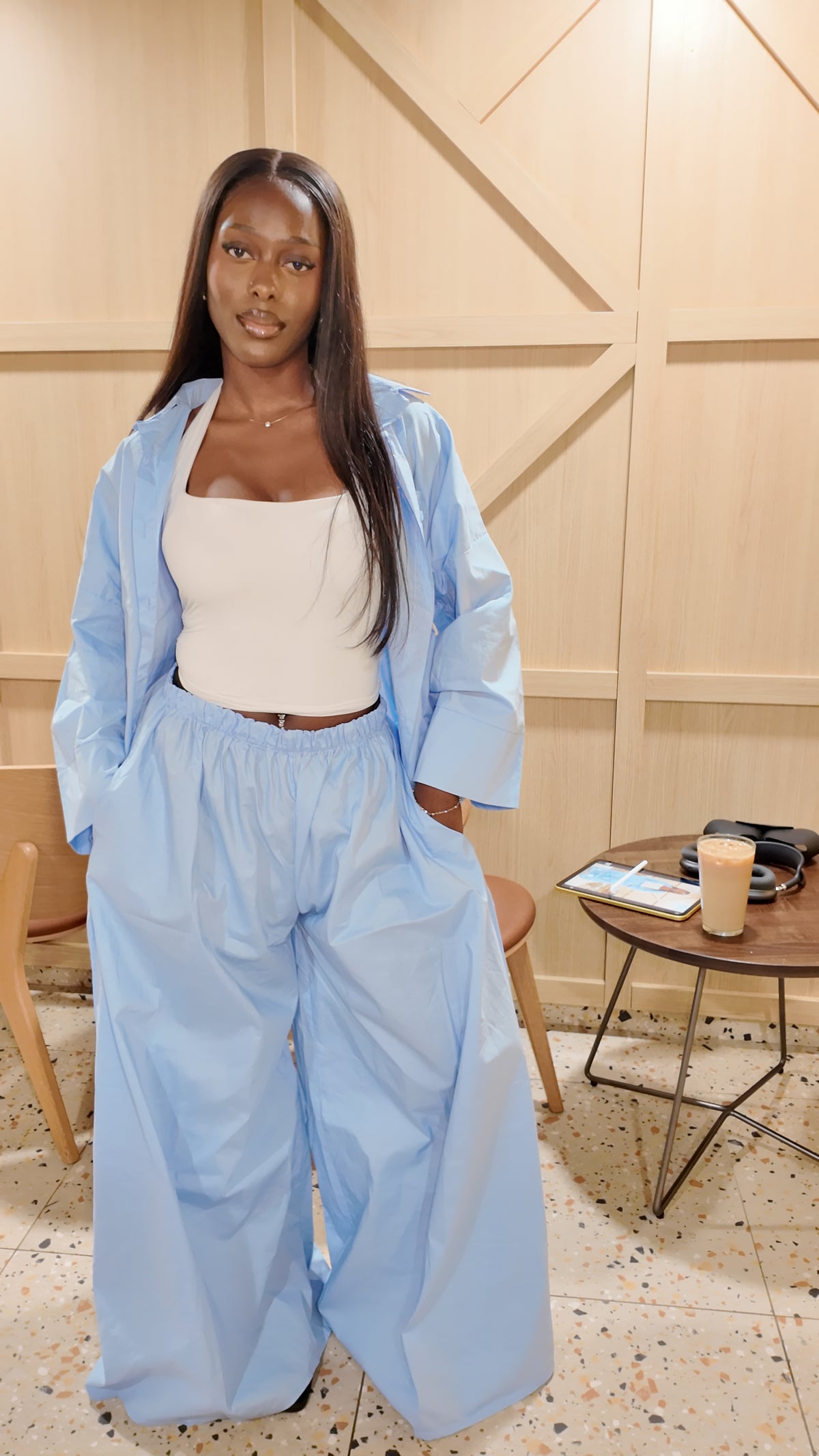 Ensemble chemise large bleu ciel