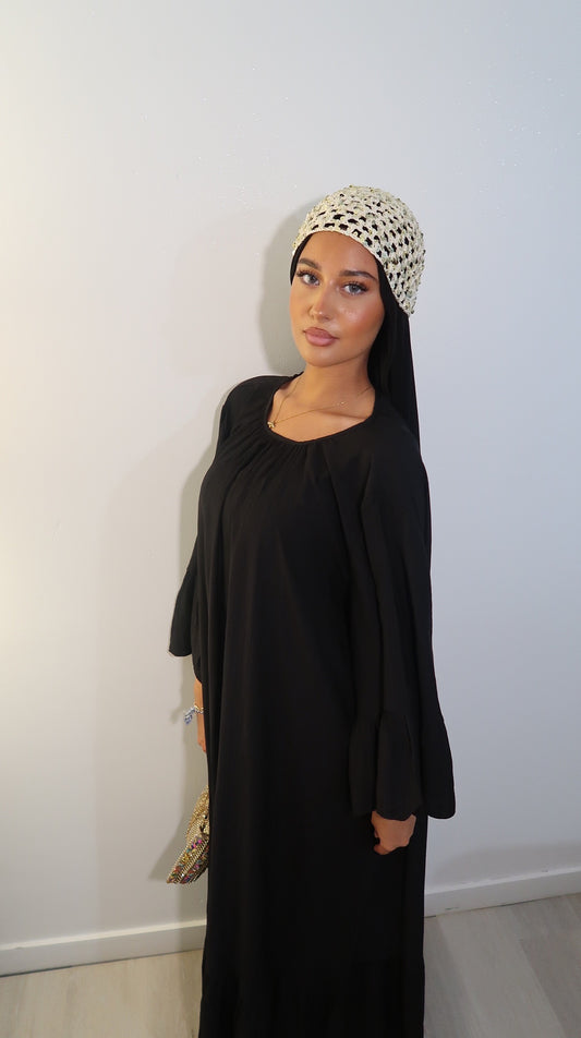 Robe manches volantes noir