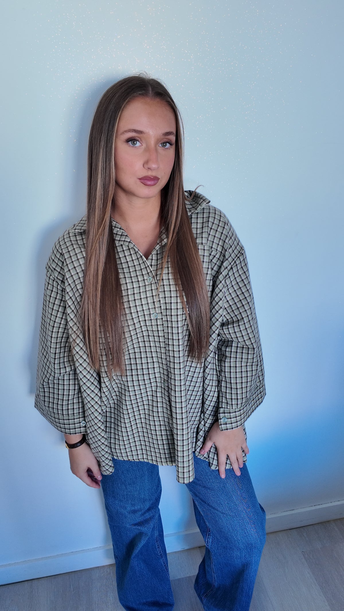 Chemise Oversize À Carreaux vert clair