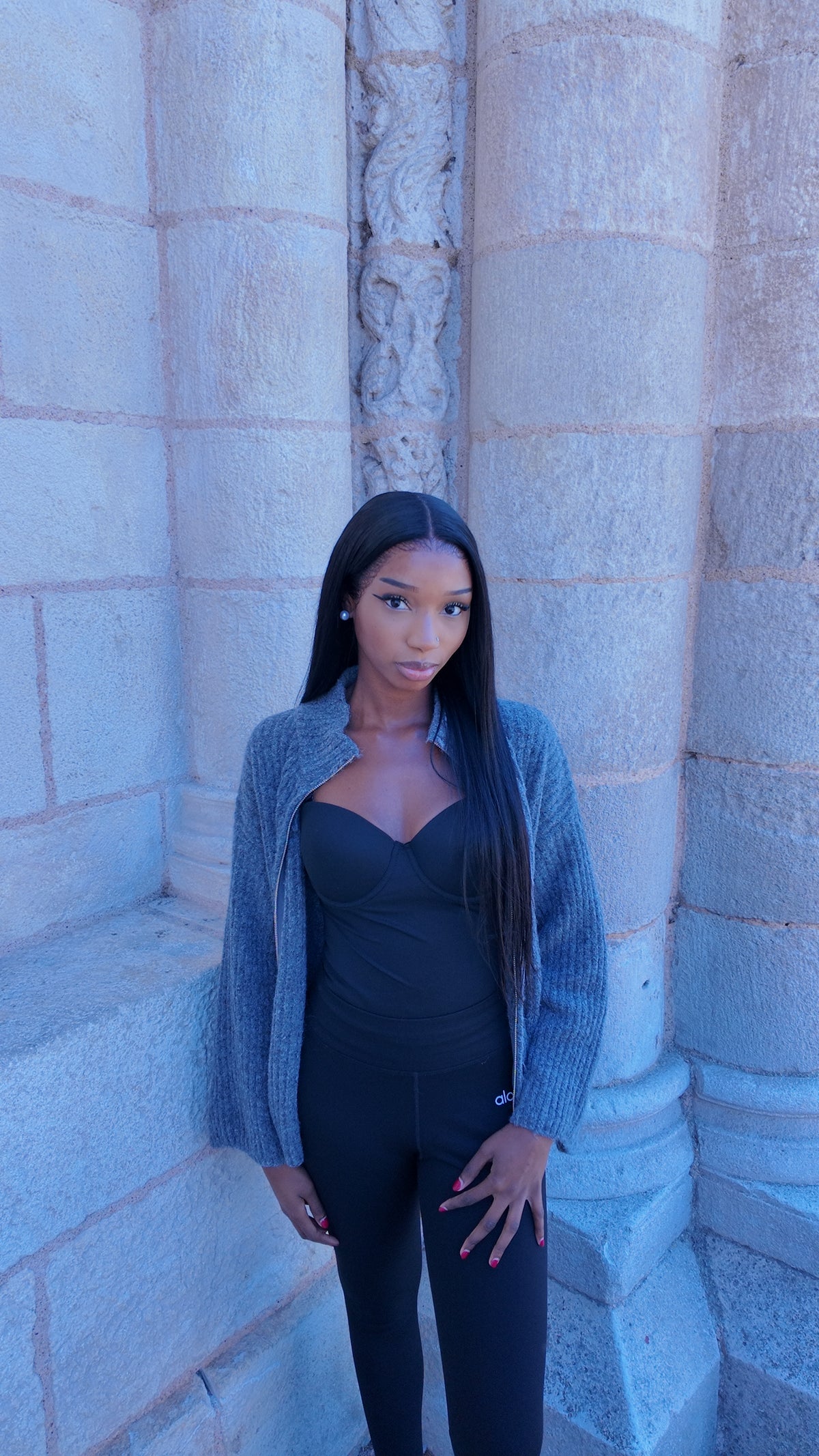 Gilet en maille court gris foncé